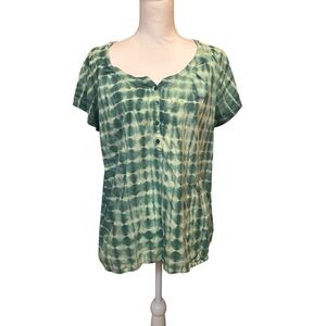 Bandolino Womens Tie-Dye Short Sleeve Shirt Size size XL Green‎